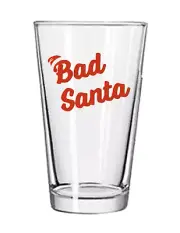Christmas - Bad Santa - 16oz Pint Beer Glass Pub Barware Seltzer Cocktail Tea