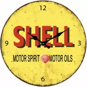 Shell ~ Motor Spirits ~ Motor Oil ~ Glass Wall Clock 30 cm Garage Shed Mancave