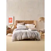 Linen House Galicia Cotton Waffle Quilt Cover with Pillowcase Set Blue/Sand