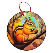 Chipmunk with a Nut Holographic Ornament