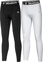 [G Gradual] Boys' Compression Pants Youth Thermal Base Layer Fleece Tights Sports Basketball Leggings for Boys