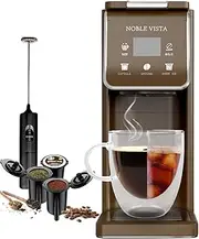 NOBLE VISTA Hot And Iced Coffee Maker, Milk Frother, K Cup Single Serve Coffee Maker, Ground Coffee, Iced Tea, 6-14 OZ Brew, 52 OZ Water Tank