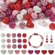 1Set Valentine's Day DIY Polymer Clay Pave Rhinestone Beads Bracelets Making Kit