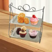Cupcakes Display Plate Serving Tray Jewelry Fruits Bread 2 Tiered Cake Stand