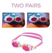 x2 Speedo Girls Swim Goggles Glide Jr Kids Child UVA UVB White Pink Lens