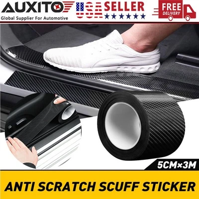 Carbon Fiber Car Sticker Protector Strip Door Sill Anti Scratch Tape Waterproof (for: Audi)
