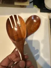 Salad Servers Wooden Salad Tongs 10.4" Serving Utensils Set Acacia Salad Spoon