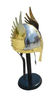 Knight viking medieval armour helmet with wooden stand best for halloween gift