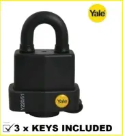 Yale Weatherproof Padlock Open Shackle Lock 51mm Y220/51/118/1