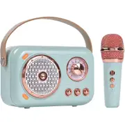 Catzon B152 Retro Karaoke Machine Portable Bluetooth Speaker Wireless Microphone Gifts Toys for Family Home Party Microphone-Blue