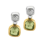 Phillip Gabriel 18k Gold And Sterling Silver Green Amethyst Drop Earrings