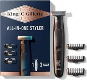 King C. Gillette Men's All-in-One Styler Cordless Stubble Trimmer with 4D Blade and 3 Interchangeable Combs, Waterproof, Beard Trimmer, Beard Care, One Blade Lasts 6 Months