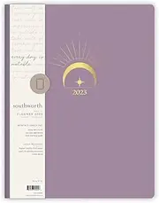 Southworth Planner (January 2023-December 2023), 8.5" x 11", Celestial Bohemian Dusty Purple, Premium 28#/105 gsm Paper, Large Flex (91094)