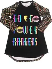 Girls Go Go Power Rangers Nightgown Metallic Rainbow Sleep Shirt XS 4/5