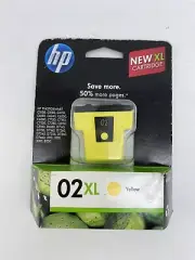 HP INK CARTRIDGE 02XL YELLOW New Sealed In Box