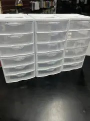 Lot Of 6 X New Sterilite 3 Mini Organizing Drawer Unit Clear Plastic X6 Included