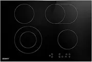 Devanti Ceramic Cooktop, 4 Burners 6 Zones Portable Cookware Cooker Super Powerful Electric Stove Hot Plate Home Kitchen Appliances, 6600W Touch Control 9 Level Power Adjustment Black