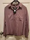 Fashion Nova Womens Rayon Button Up Blouse, Casual, Office, Dusty Mauve 1XL NWT