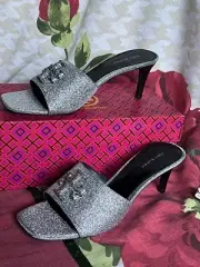 Tory Burch Eleanor Pave Mule Sandal 65mm/Leather/Diamond/ Black/US7,5M/$378