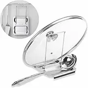 KITCHENDAO Foldable Spoon Rest and Pot Lid Holder for Counter, Non-Scratch Silicone Base, Stainless Steel Pan Pot Cover Lid Rack Shelf Stand Holder Spoon Holder Utensil Rest Stove Organizer