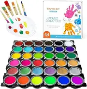 Shuttle Art Washable Finger Paint, 44 Pack Kids Paint Set with 36 Colours Finger Paints(30ml, 1oz) for Toddlers, Paint Brushes, Finger Paint Paper Pad, Palette, Non Toxic for Kids Art & Craft