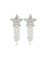 crystal-embellished star-shaped drop earrings One size White