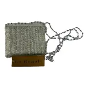 La Regale Womens Sling Clutch Handbag Metallic Snap Beaded Micro New