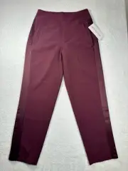 NEW Athleta Endless Satin Side Stripe Pants Size 4 Spiced Cabernet Burgundy