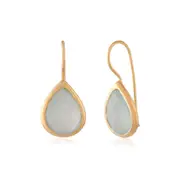 Valencia Earrings in Sterling Silver with Aqua Chalcedony & Shiny Finish - Elegant Jewellery in Australia