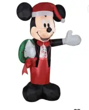Gemmy Disney Mickey Mouse Santa In Tux W/ Wreath Christmas Inflatable. 5ft.
