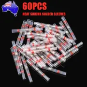 60X 22-18AWG Waterproof Solder Sleeve Heat Shrink Wire Butt Splice Connector Red