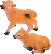 MINAOLULUS Feng Shui Bull Ornament 2 Mini Cow Figurines Perfect for Fairy Gardens Potted Plant Decor