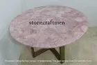 Rose Quartz Round Coffee Table Top, Sofa Center Table Top, Handmade Deco 24"x24"