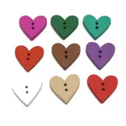 100 Mixed Color Lover Heart 2 Holes Wood Sewing Decorations Buttons 18X20mm