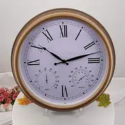 Garden Clocks Outdoor Waterproof, 15 Inch Vintage Roman Numerals Outdoor Clocks for The Garden Wall Mounted with Thermometer Hygrometer Silent Quartz Clock