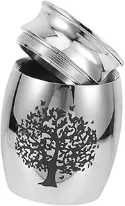 ibasenice Stainless Steel Pet Urn for Dog and Cat Ashes Cinerary Keepsake Container with Unscrew Lid Durable Memorial Cremation Box for Pet Remembrance