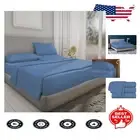 Modern Medium Blue Split California King Sheets - Soft & Durable 5-Piece Set
