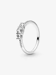 *BRAND NEW* Pandora Sterling Silver Hand Finish Clear Three-Stone Ring 196242CZ