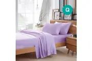 Queen Size Lilac Color Poly Cotton Fitted Sheet Flat Sheet Pillowcase Sheet Set