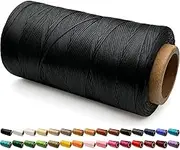 Flat Waxed Thread for Leather Sewing Wax String Polyester Cord Craft Stitching Bag Bookbinding Sail Bracelet Braid Jewelry DIY (1.2mm 300D, Black)