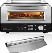 Culinary Chef Indoor Pizza Oven with Rapid Cooking, 3 Heat Modes, X-Large Rack, Dual Temperature Control, Preset Functions, Cutter, and Removable Stone, Stainless Steel