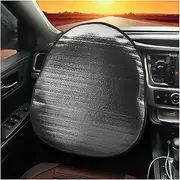 2PCS Steering Wheel Cover Sun Shade, 19.6''×17.3'' Universal Anti-Heat Aluminum Foil Auto Interior Protector, Block UV Rays Cool in Summer, Vehicle Accessories Universal for Cars, Truck, SUV, Van