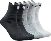 [Kisgyst] Men's Cotton Sports Athletic Compression Socks Elite Basketball Cushioned Mid-crew Training Socks 3 Pack