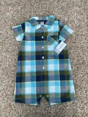 Carter's Toddler Boys One Piece Blue and Green Plain Outfit 24M