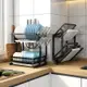AOTTO 免組裝-不鏽鋼可摺疊雙層碗盤瀝水架(廚房收納架 廚房置物架)