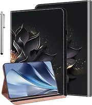 [KEFBWAO] Case for Samsung Galaxy Tab S6 Lite 10.4 Inch 2024/2022/2020, Auto Wake/Sleep Stylus Holder Flip Wallet Leather Shockproof Cover for Galaxy Tab S6 Lite Case, Purple Lotus