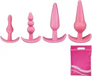 4 Pcs Anal Plug Set Silicone Butt Plugs Training Set Anus Prostate Massager Adult Sex Toys Kit For Beginner Men Women Couples Gay Pink