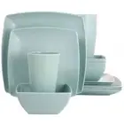 Gibson Home Grayson Melamine 16 Piece Square Dinnerware Set in Mint