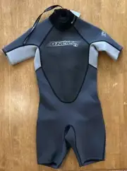 O'Neill Reactor 2mm Spring Wetsuit Youth Kids Sz 14 Black Gray NEW W/tags