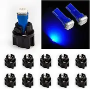 PA 10x T5 74 wedge 5050 SINGLE SMD Car Dashboard Light 12V + Twist Lock Socket 1SMD(5050) Blue
